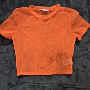 iHeartRaves Vibrant Orange Mesh Tee
